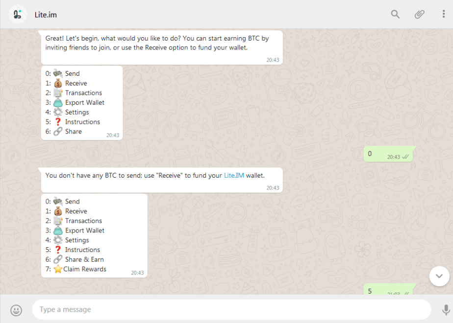Lite Im WhatsApp Bitcoin