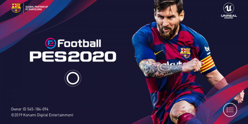 opening screen- pes 2020 mobile 