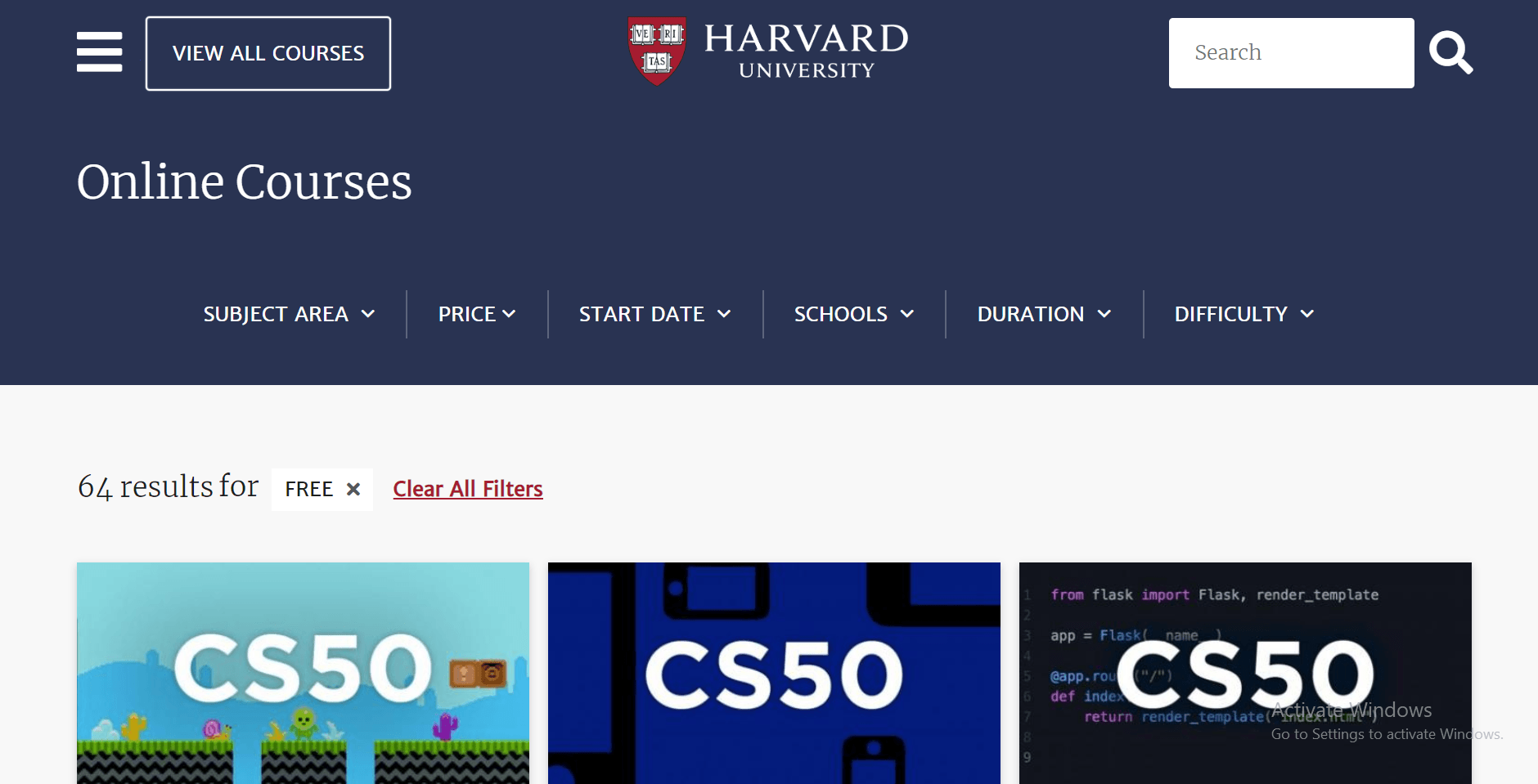 Harvard University Free Courses