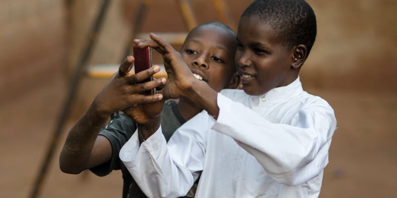 children using phone